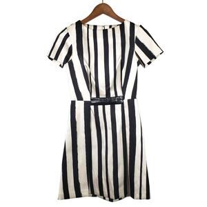 NEW! TopShop Stripe Scoop Neck Dress Black White Casual Cap Sleeve A Line - 2